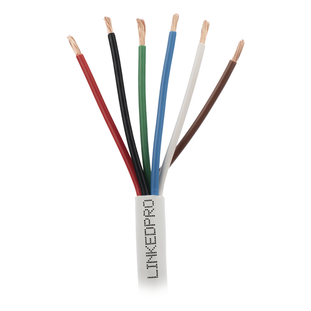 Bobina de Cable 305 Metros (1000 Pies): 6 x 18 AWG, Color Blanco, CMR, Para Sistemas de Seguridad y Alarmas