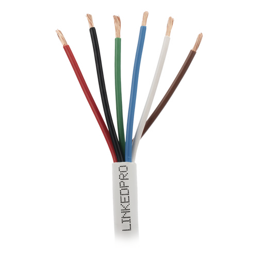 Bobina de Cable 305 Metros (1000 Pies): 6 x 18 AWG, Color Blanco, CMR, Para Sistemas de Seguridad y Alarmas