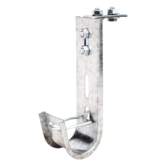 Soporte (Gancho) tipo J-Hook, hasta 14 cables Cat6, ideal para soportar cableado en los espacios de manipulación al aire, Para instalación en interior