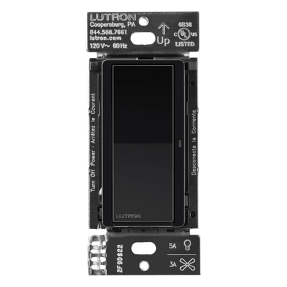 Interruptor de pared inteligente Claro on/off, 120 V con neutro, 5 A en LED y 600 W incandescente, funciona con control Pico y Smart Hub Caseta Wireless, color negro
