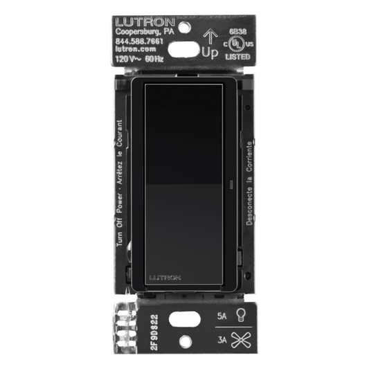 Interruptor de pared inteligente Claro on/off, 120 V con neutro, 5 A en LED y 600 W incandescente, funciona con control Pico y Smart Hub Caseta Wireless, color negro