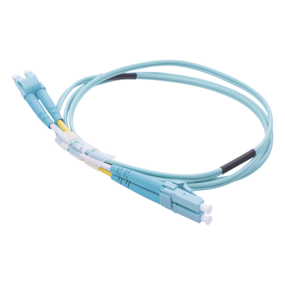 Jumper de Fibra Óptica Multimodo OM3 50/125 LC-LC OFNR (Riser), 2.0 mm, Dúplex, Aqua, 1 Metro (3.28 Pies)