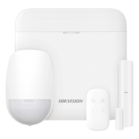 (AX PRO) KIT de Alarma AX PRO con GSM (3G/4G) / Incluye: 1 Hub con bateria de respaldo / 1 Sensor PIR / 1 Contacto Magnético / 1 Control Remoto / Wi-Fi / Compatible con Hik-Connect P2P