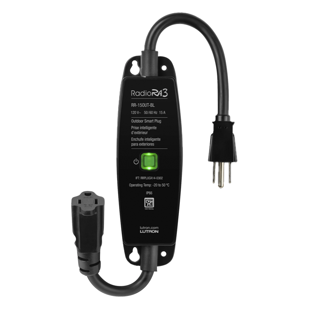 Interruptor de enchufe para exteriores on/off, resistente a la intemperie IP66, 15 A en iluminación o 1/2 HP en motores, sistema RadioRA 3