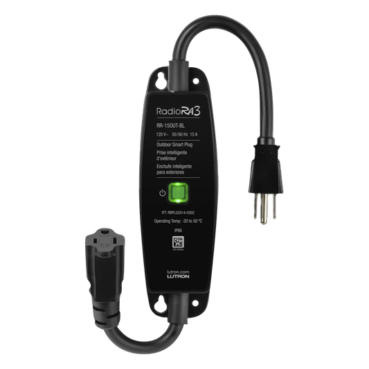 Interruptor de enchufe para exteriores on/off, resistente a la intemperie IP66, 15 A en iluminación o 1/2 HP en motores, sistema RadioRA 3