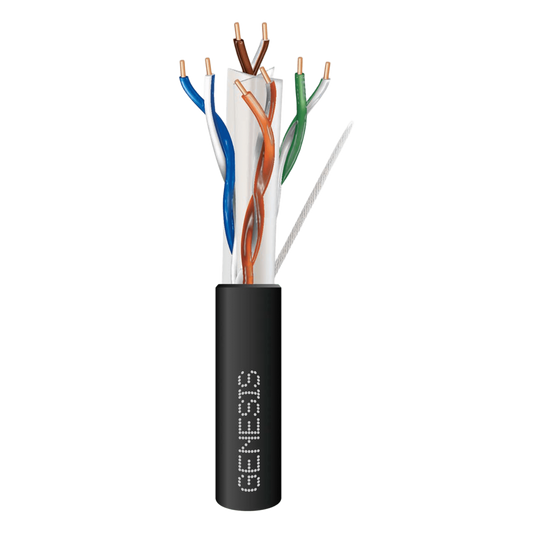 Carrete de Cable de 305 Metros (1000 Pies) Cat6 Calibre 24 Exterior para Climas Extremos, RoHS, Color Negro