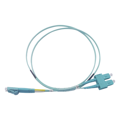 Jumper de Fibra Óptica Multimodo OM3 50/125 LC-SC OFNR (Riser), 2.0 mm, Dúplex, Aqua, 3 metros (9.84 pies)