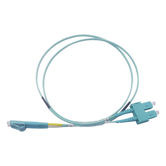 Jumper de Fibra Óptica Multimodo OM3 50/125 LC-SC OFNR (Riser), 2.0 mm, Dúplex, Aqua, 3 metros (9.84 pies)
