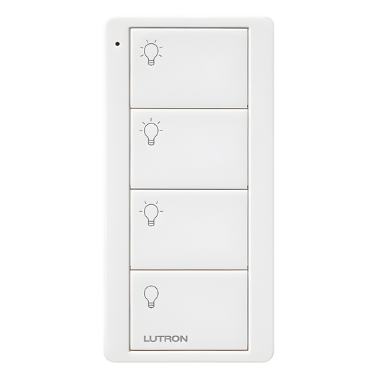 Control Pico inalámbrico de 4 botones para activar 3 escenas y apagado, con batería CR2032 de 10 años, compatible con Caséta Wireless, RadioRA 2, RA2 Select, RadioRA 3 y HomeWorks