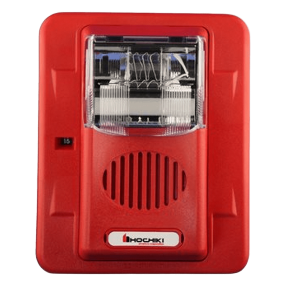 Sirena Estrobo, 12 Vcd, Multi-Candela 15 hasta 110 cd, Montaje En Pared, Color Rojo, Serie HEC3 (0500-05980) Hochiki