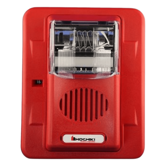 Sirena Estrobo, 12 Vcd, Multi-Candela 15 hasta 110 cd, Montaje En Pared, Color Rojo, Serie HEC3 (0500-05980) Hochiki