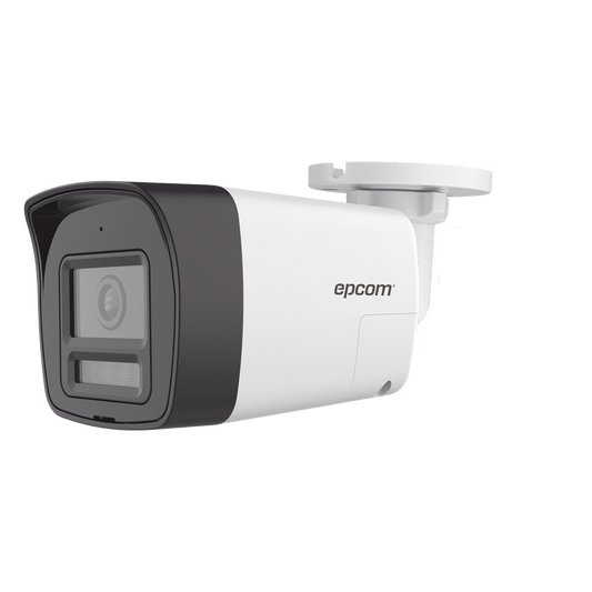 [Audio Bidireccional + Dual Light + ColorVu] Bala TURBOHD 4K (8 Megapixel) / Lente 2.8 mm / 30 mts IR EXIR + 20 mts Luz Blanca / Micrófono y Bocina Integrado / Exterior IP67 / Metal / dWDR