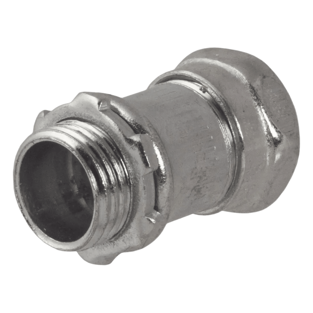 Conector Recto Compresión de Acero Galvanizado para Pared Delgada de 1/2" .