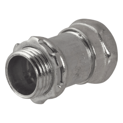 Conector Recto Compresión de Acero Galvanizado para Pared Delgada de 1/2" .