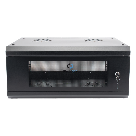 Gabinete de Pared con Puerta de Cristal Templado, 455 mm de Profundidad, 4U Rack de 19 in, Acero Reforzado