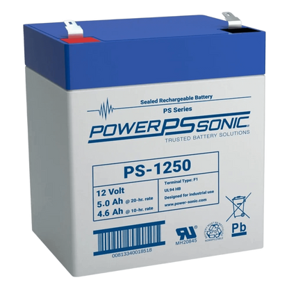 Batería 12V, 5.0AH, Para Respaldo, Tecnologías AGM/VRLA, 5 Años Vida Útil, Terminales F2, Reconocida UL