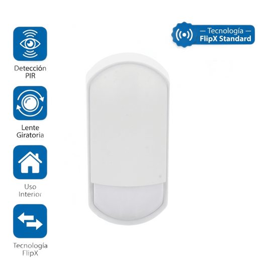 Detector PIR Interior OPTEX FLX-S-ST / Lente Giratoria 180° / Doble Patrón de Detección / 12 m Ancho o 18 m Estrecho / Tolerancia a Mascotas 25 kg