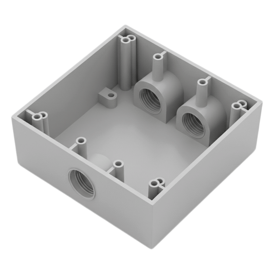 Caja Condulet Cuadrada de 3/4" (19.05 mm)/ 3 Bocas (2 Arriba-1 Abajo) / A Prueba de Intemperie.