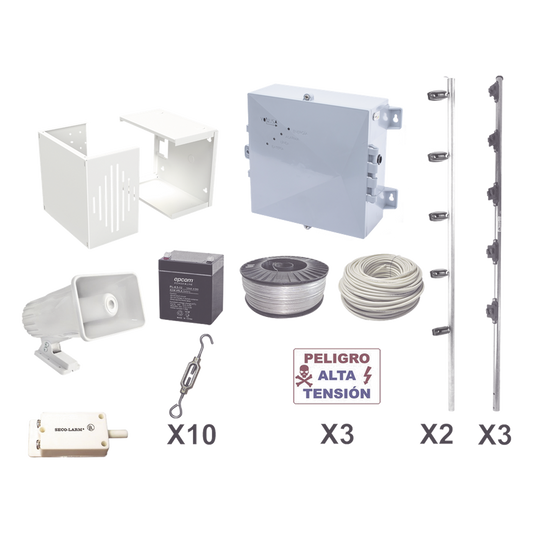 KIT ESENCIAL PARA 25Mts PERIMETRALES DE CERCO ELÉCTRICO PARA PROTECCIÓN DE ROBOS EN CASAS, NEGOCIOS, BODEGAS,ETC.