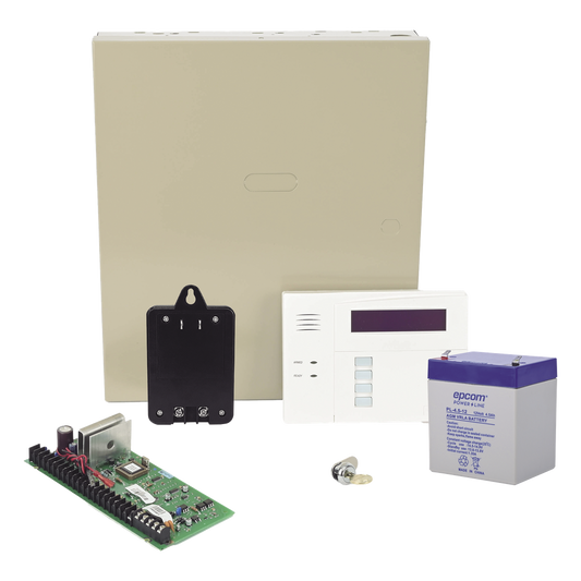 Kit de panel de alarma híbrido VISTA-48LA con teclado-receptor inalámbrico 6160RF, batería, transformador y gabinete