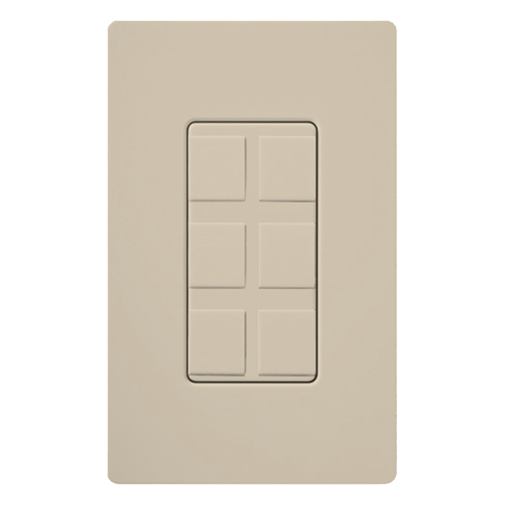 Marco de 6 puertos para conectores snap-in de red, teléfono, fibra o coaxial, acabado satinado color Taupe, línea Satin Colors; la placa de pared se vende por separado