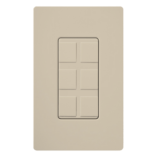 Marco de 6 puertos para conectores snap-in de red, teléfono, fibra o coaxial, acabado satinado color Taupe, línea Satin Colors; la placa de pared se vende por separado