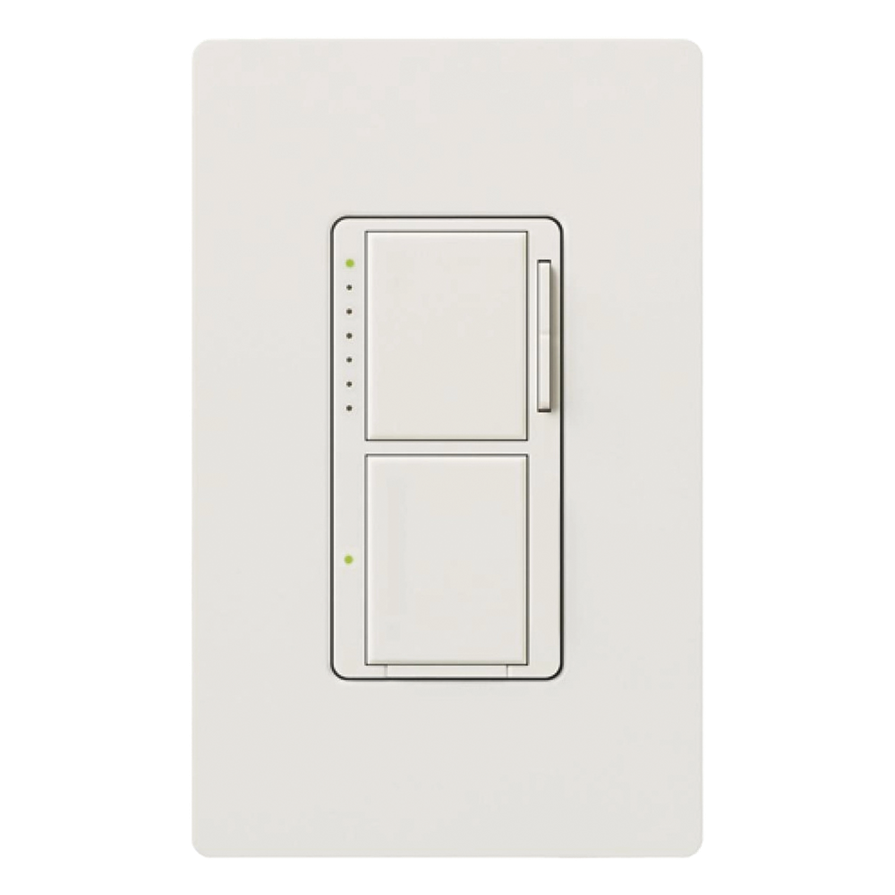 Atenuador e interruptor doble Maestro en un solo espacio de pared, canal atenuador de 300 W incandescente/halógeno y canal interruptor de 2.5 A para luz o ventilador, 120 V