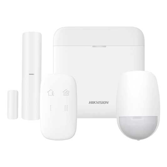 (AX PRO) KIT de Alarma AX PRO / Incluye: 1 Hub con bateria de respaldo / 1 Sensor PIR / 1 Contacto Magnético / 1 Control Remoto / WiFi / Compatible con Hik-Connect P2P