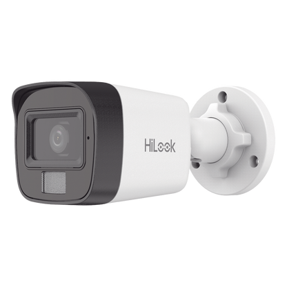 [Dual Light] Bala IP 4 Megapixel / Lente 2.8 mm / Ángulo de visión 104° / 20 mts IR + 15 mts Luz Blanca / Micrófono Integrado / ACUSENSE Lite / Exterior IP67 / H.265+ / PoE / ONVIF / dWDR