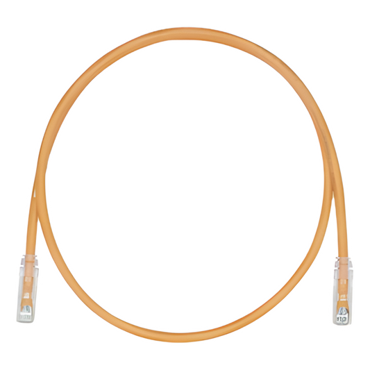 Cable de Parcheo, UTP Cat5e, Diámetro Reducido (28AWG), Color Naranja, 0.30 Metros (1 Pie)