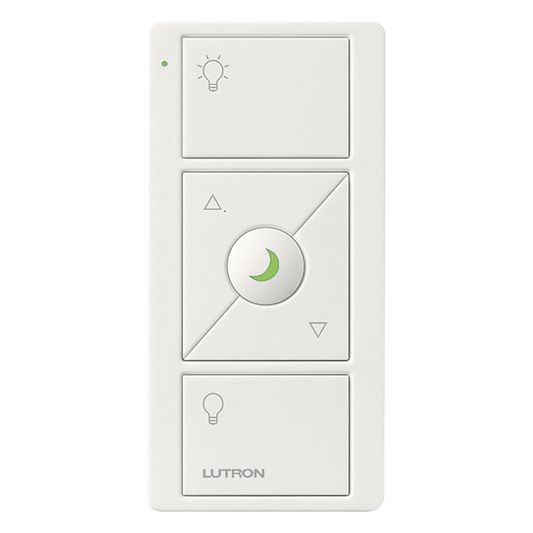 Control remoto inalámbrico Pico de 3 botones con subir y bajar de intensidad y luz nocturna, compatible con Caseta Wireless y RadioRA 2, color blanco brillante