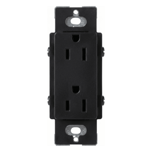 Tomacorriente dúplex de 15 A y 125 V estilo decorador, línea Satin Colors en color Midnight, complemento para controles y placas Lutron; placa se vende por separado