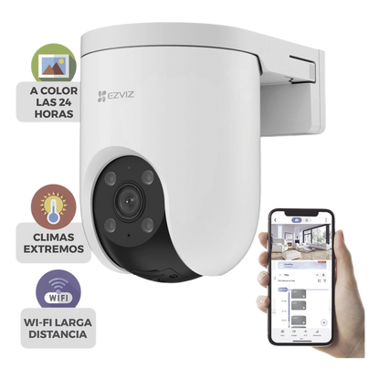Cámara PT / Resolución 5 Megapixel (3K) / Audio de Dos Vías / Visión Nocturna en Color / AI Detección de Humanos y Vehículos / Defensa Activa con Sirena y Luz Estroboscópica / IP65