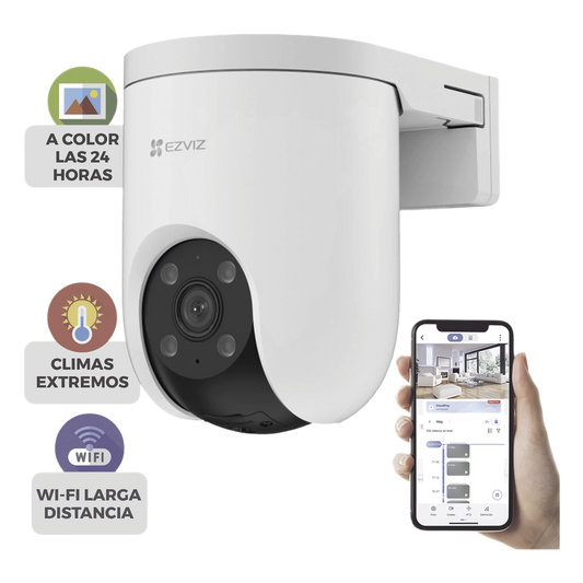 Cámara PT / Resolución 5 Megapixel (3K) / Audio de Dos Vías / Visión Nocturna en Color / AI Detección de Humanos y Vehículos / Defensa Activa con Sirena y Luz Estroboscópica / IP65
