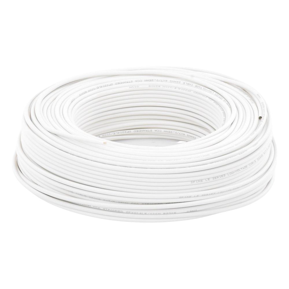 Bobina de 100 m (328 ft) / Cable para Alarma 4x22 AWG / CCA / Blanco