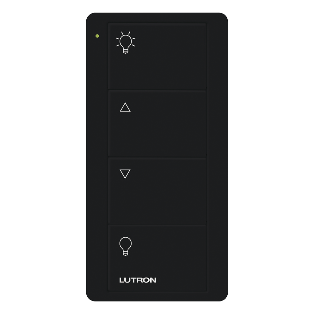 Control Pico inalámbrico de 4 botones para zona de iluminación con encendido, subir, bajar y apagado, negro brillante, compatible con Caseta Wireless y RA2 Select