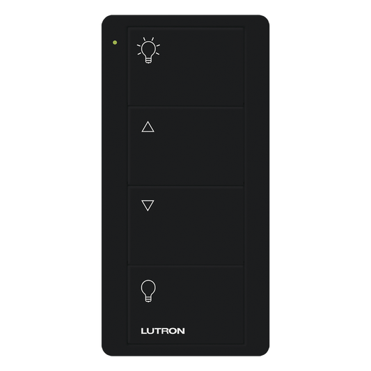 Control Pico inalámbrico de 4 botones para zona de iluminación con encendido, subir, bajar y apagado, negro brillante, compatible con Caseta Wireless y RA2 Select