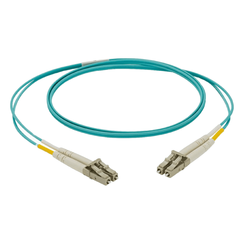 Jumper de Fibra Optica Multimodo 50/125 OM4, LC-LC Duplex, LSZH, Color Aqua, 2 Metros