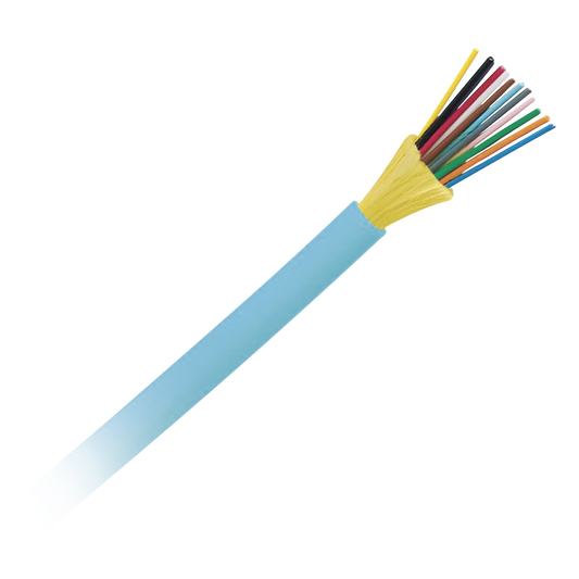 Cable de Fibra Óptica de 12 Hilos, Multimodo OM4 50/125 Optimizada, Interior, Tight Buffer 900um, No Conductiva (Dieléctrica), OFNP (Plenum), Precio Por Metro