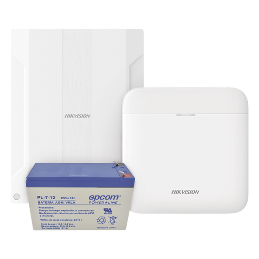 (AXPRO) KIT  de alarma AX PRO conversión de zonas cableadas a inalámbricas / Incluye: 1 Hub con Batería de respaldo/ 1 Expansor de 16 zonas cableadas / 1 Batería de respaldo 12Vcc a 7 Amp/ Compatible con Hik-Connect P2P