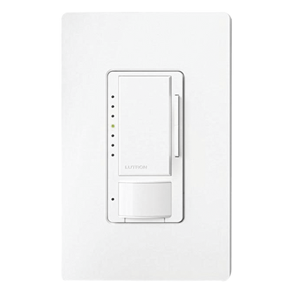Atenuador de pared con sensor de ocupación y vacancia Maestro, 120 V, 600 W incandescente/halógeno y 150 W LED/CFL regulables, unipolar o multilocalización, blanco