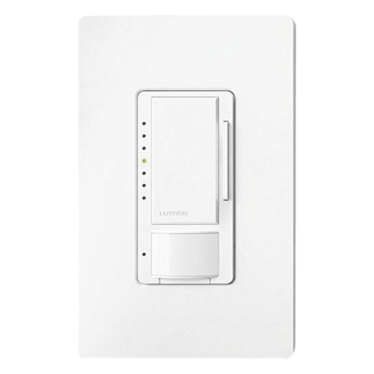 Atenuador de pared con sensor de ocupación y vacancia Maestro, 120 V, 600 W incandescente/halógeno y 150 W LED/CFL regulables, unipolar o multilocalización, blanco