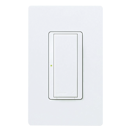 Interruptor inalámbrico on/off Maestro Wireless de 8 A para iluminación y ventiladores de 1/10 HP, 120-277 V, no requiere neutro, compatible con hub Vive, color blanco