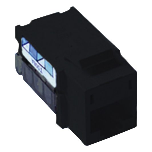 Jack RJ45 categoría 6 de 8 conductores tipo snap-in color negro para el marco de 6 puertos de la línea Claro