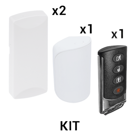 KIT Básico Sensores Inalámbricos - Incluye 2 Contactos Magnéticos, 1 PIR y 1 Llavero - Compatibles con Paneles DSC 433 MHz