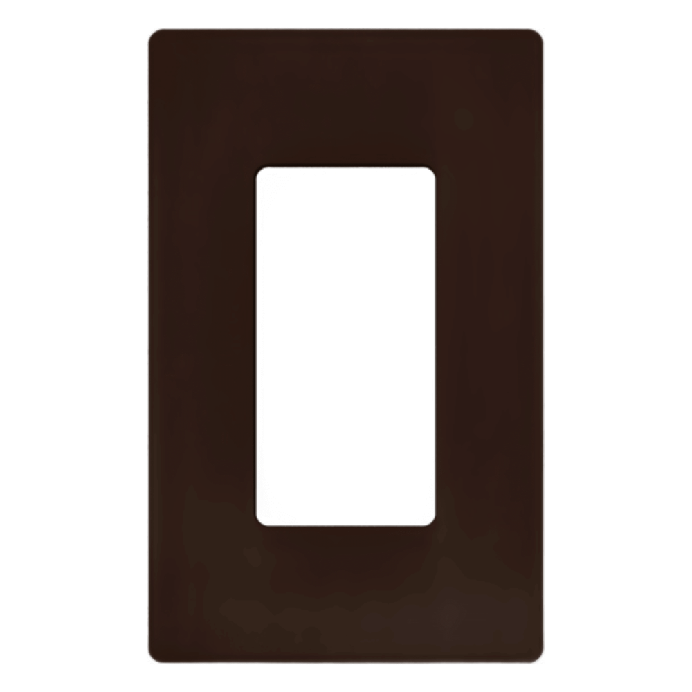 Placa de pared Claro de 1 espacio (1-gang) sin tornillos visibles, apertura tipo decorador, acabado brillante color café, para atenuadores e interruptores Lutron
