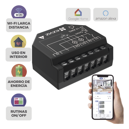 Relevador Wi-Fi  Inteligente / 2 Salidas Para 2 Apagadores / Ideal Para Control de Iluminación / Control Remoto / Horarios Personalizados / Registro de Consumo / 110-240VCA