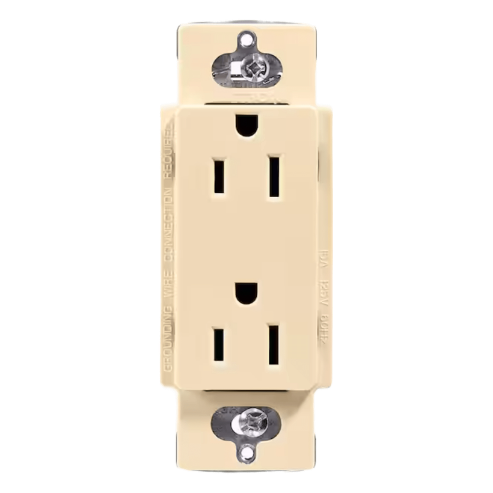 Receptáculo dúplex Claro 15 A / 125 V color marfil, sin placa, para combinar con atenuadores y apagadores Lutron