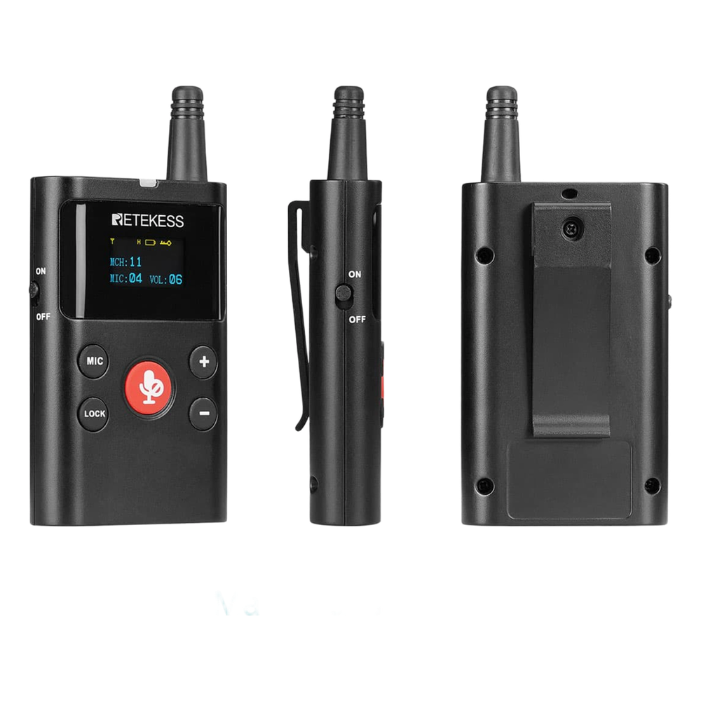 Intercomunicador Inalámbrico / Transmisor y Receptor / Frecuencia 823-832 / 863-865 MHz / 12 Canales / OLED / Batería 2500 mAh / Alcance 280 m / Carga Tipo-C