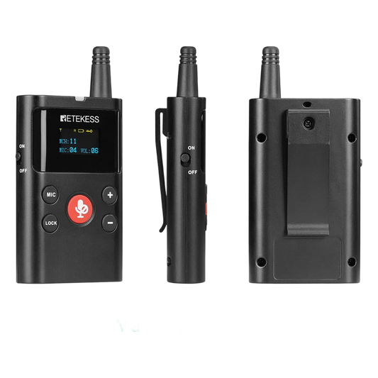 Intercomunicador Inalámbrico / Transmisor y Receptor / Frecuencia 823-832 / 863-865 MHz / 12 Canales / OLED / Batería 2500 mAh / Alcance 280 m / Carga Tipo-C